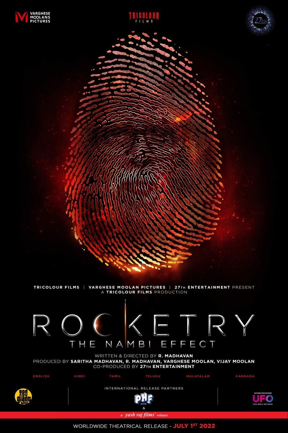 L'affiche originale du film Rocketry: The Nambi Effect en Hindi