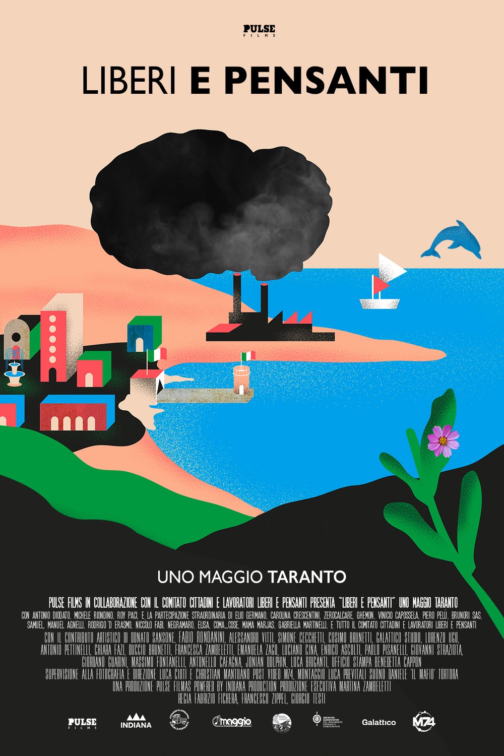 L'affiche originale du film Liberi e Pensanti. Uno Maggio Taranto en italien