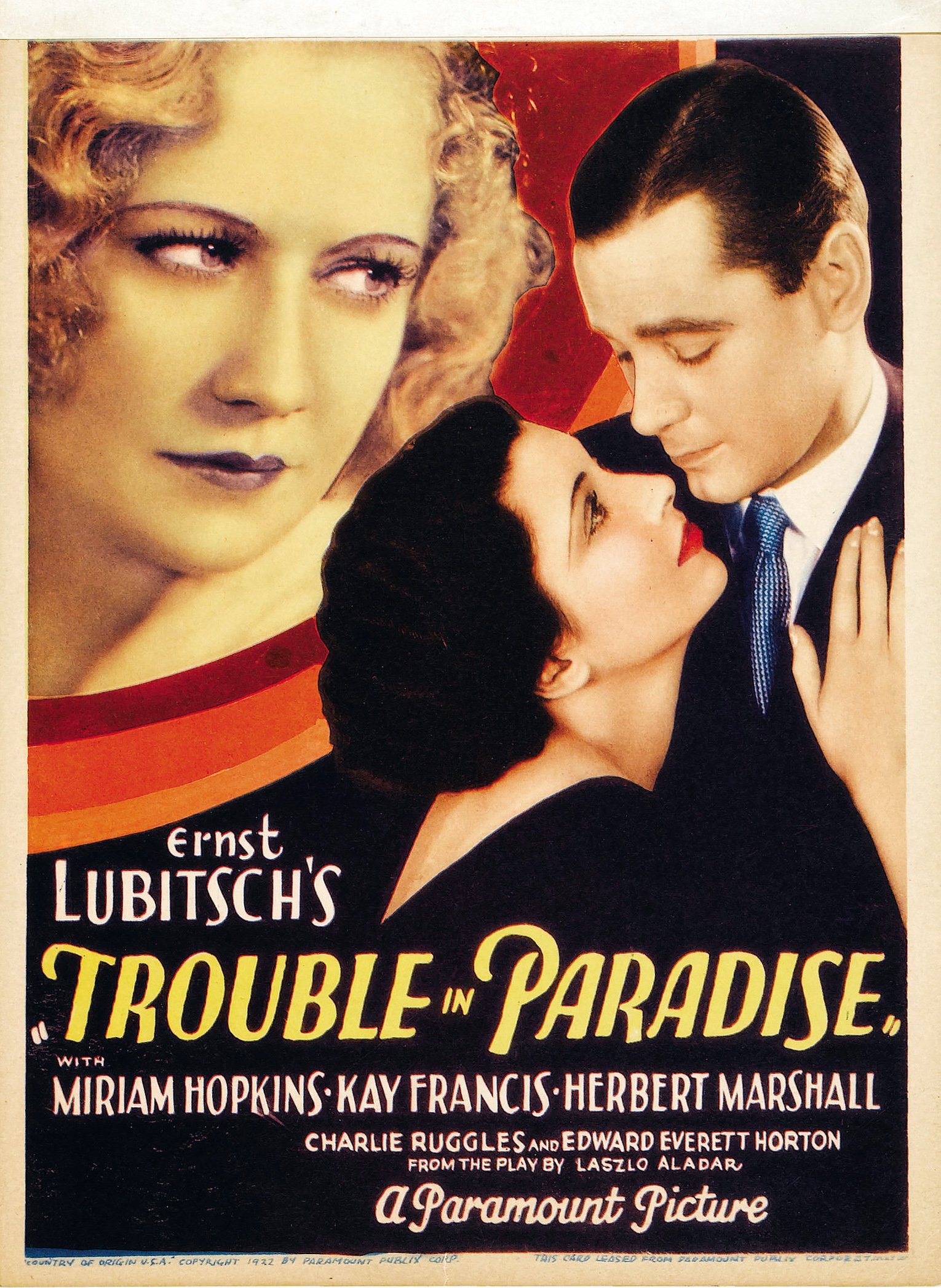 L'affiche du film Trouble in Paradise