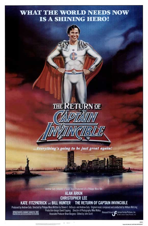 L'affiche originale du film The Return of Captain Invincible en anglais