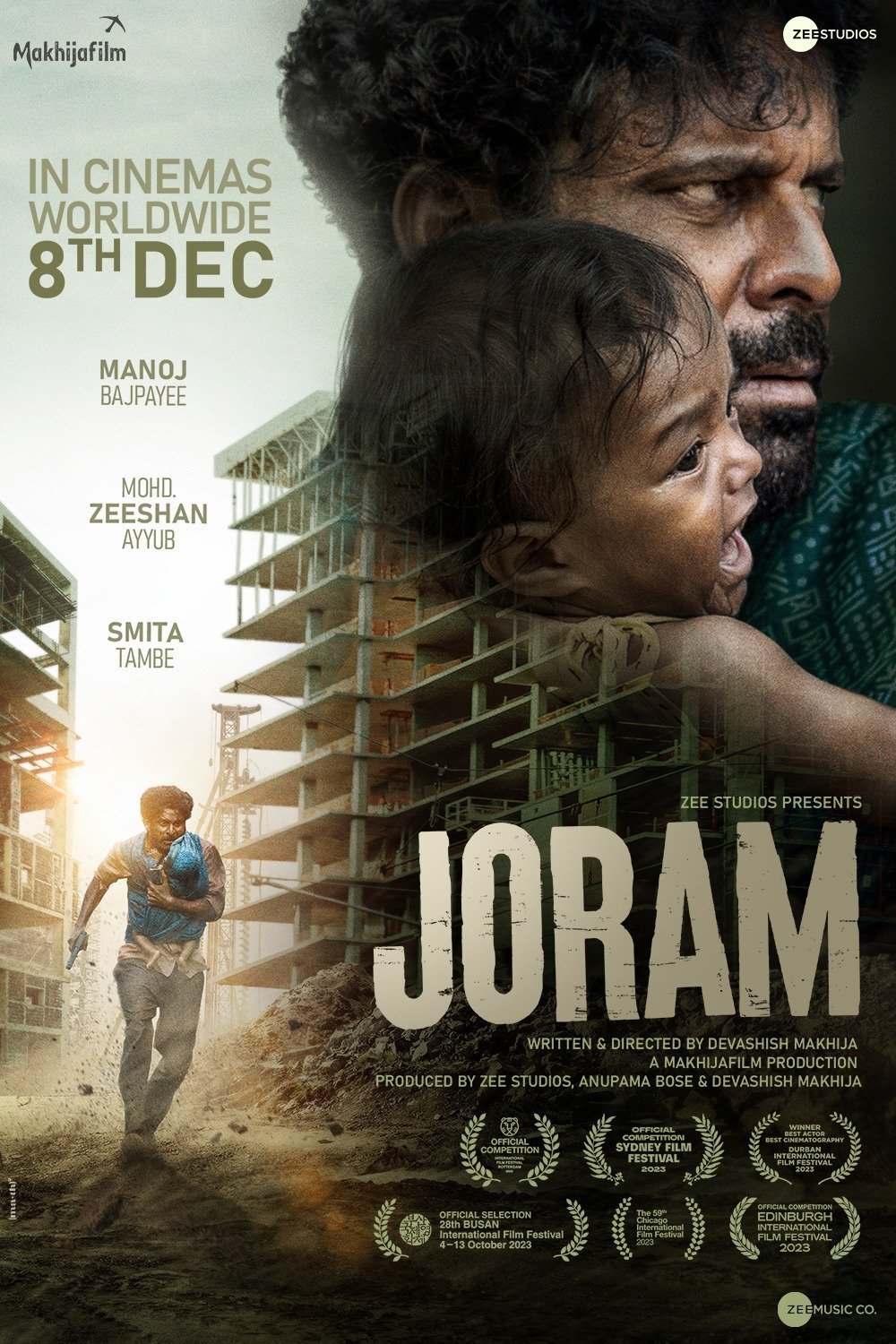 L'affiche originale du film Joram en Hindi