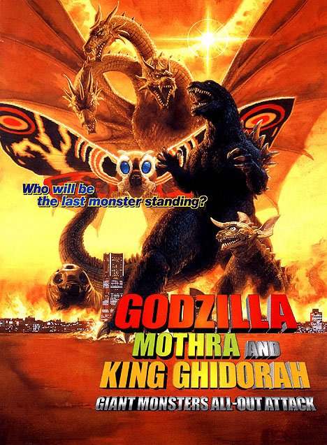 Japanese poster of the movie Godzilla, Mothra and King Ghidorah: Giant Monsters All-Out Attack