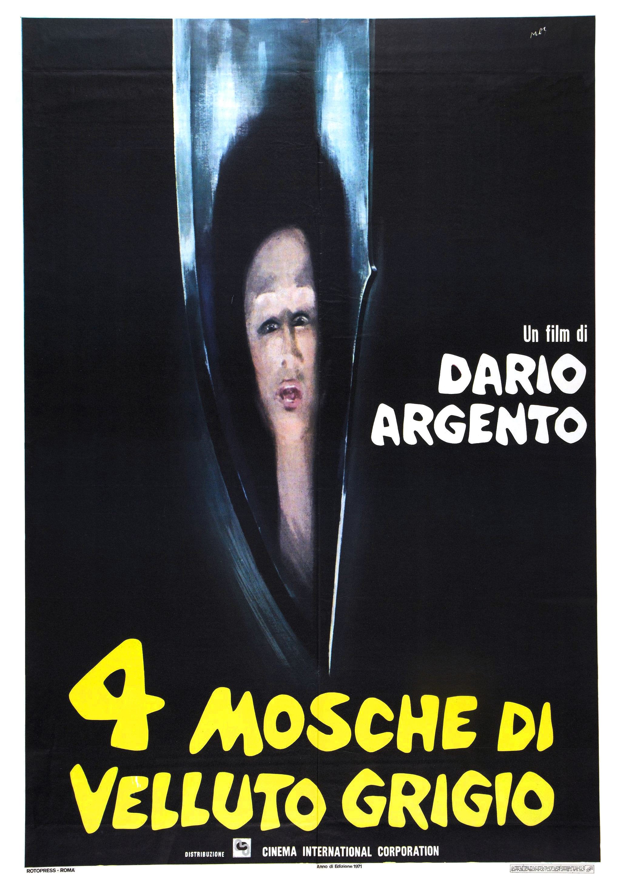L'affiche originale du film 4 mosche di velluto grigio en italien