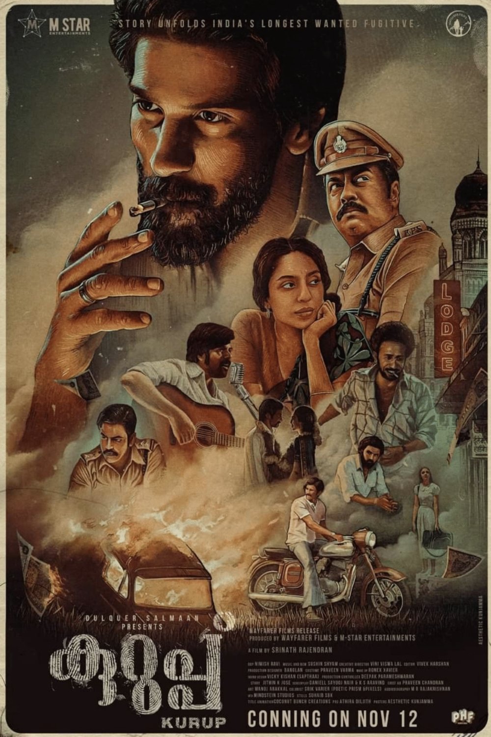 L'affiche originale du film Kurup en Malayâlam