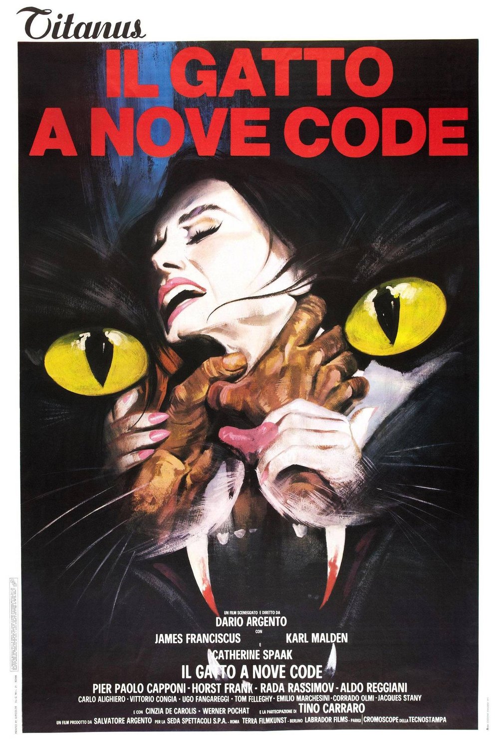 L'affiche originale du film Il gatto a nove code en italien